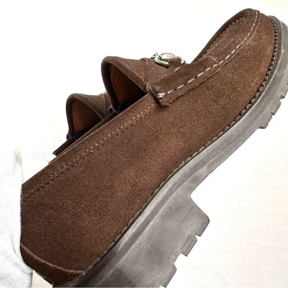 Gucci Brown Suede Horsebit Loafers - Picture 9 of 12